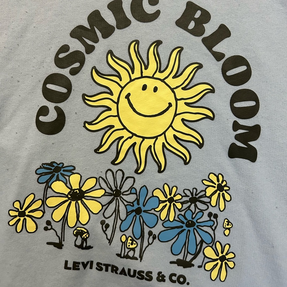 LEVIS Cosmic Bloom Light Blue and Yellow Sweatshirt